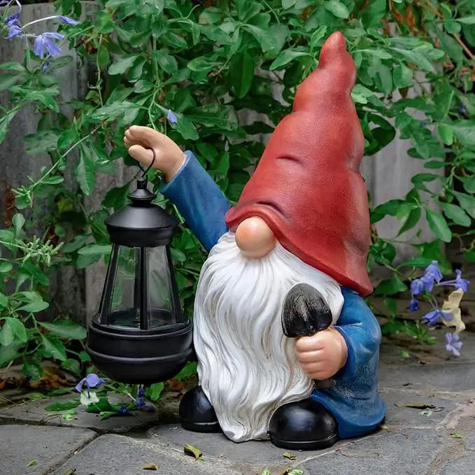 Garden Gnome Outdoor Decoration with Shovel Solar Gnomes Statue with Lantern LED Lights,Terrace Courtyard Lawn Patio Porch Decoration Christmas Housewarming Gift for Woman Mom by GreenHaven Gardens
