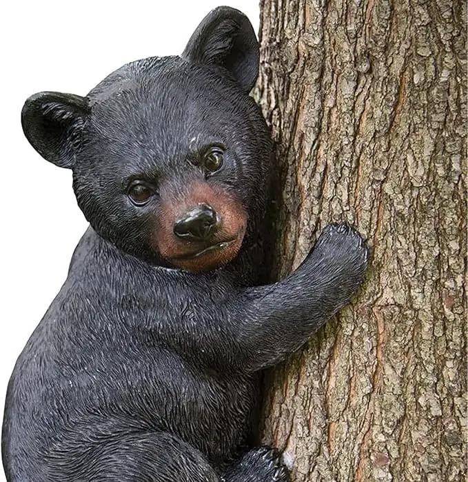 Bits and Pieces – Bear Cub Tree Hugger - Yard Decorations - Adorable Tree Sculpture - Outdoor Decoration - Garden Peeker Yard Art - 13-3/4" x 8" by GreenHaven Gardens