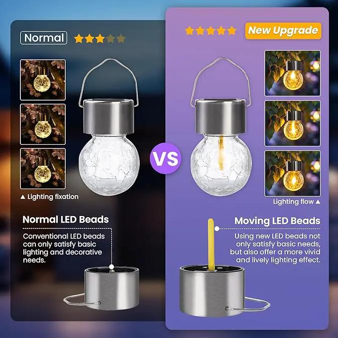 Hanging Solar Lights Outdoor, 4 Pack Moving Led Beads, Solar Powered Waterproof, Multiple Colors by GreenHaven Gardens