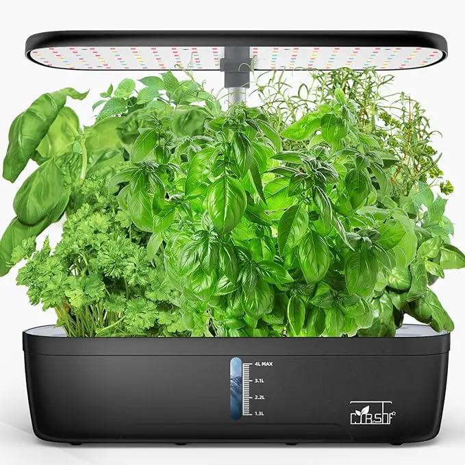 Indoor Garden Hydroponics Growing System 12 Pods, Indoor Herb Garden with LED Grow Light, Adjustable Height Up to 10.8inch, Hydroponics for Family by GreenHaven Gardens