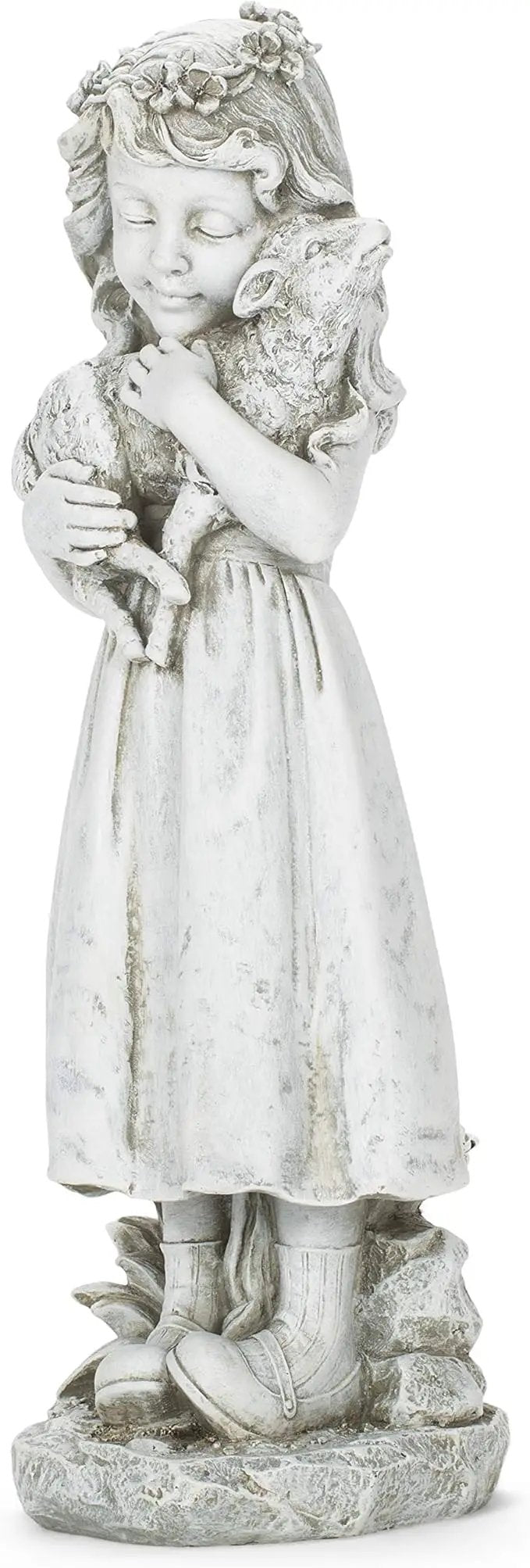 Joseph's Studio by Roman Inc., Girl with Lamb Garden Statue, Garden Collection, Religious Statue, Holy Family, Memorial, Angel, Patron Saint, Garden Décor (5x5x16) by GreenHaven Gardens
