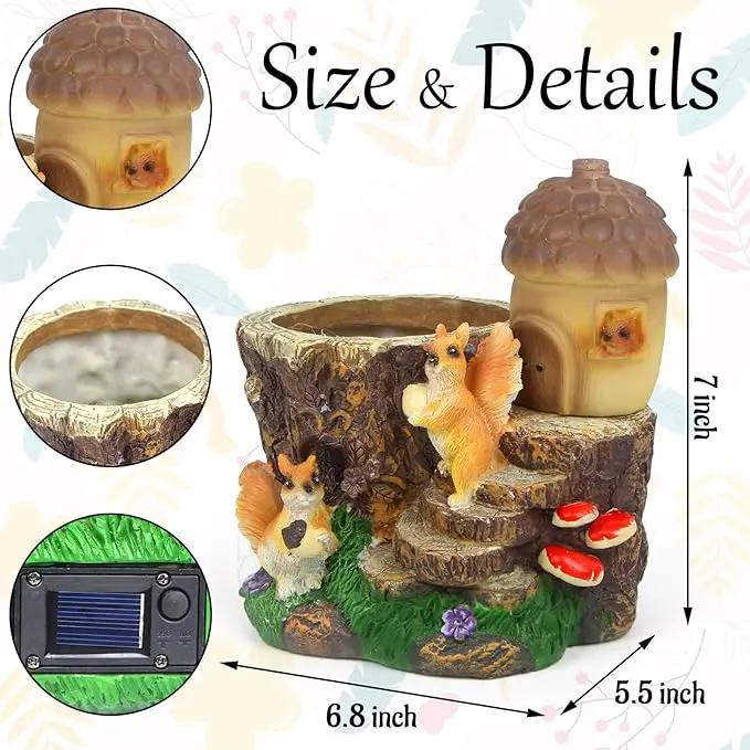 Solar Garden Statue Squirrel Decor,Flower Pots Planters Pots for Succulent,Outdoor Garden Sculpture for Patio Balcony Yard Lawn Decor,Unique Gift for Dad Mom Grandma by GreenHaven Gardens