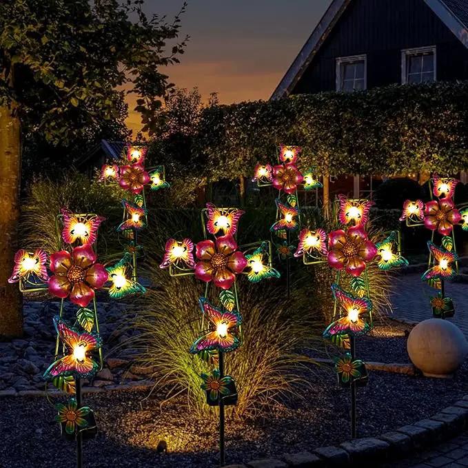 Solar Cross Garden Lights, 2 Pack Solar Butterfly Stake Lights Cemetery Decorations for Grave, Jesus Cross Sympathy Memorial Gifts for Mother Grandma, Metal Garden Art for Yard Lawn Patio Decor by GreenHaven Gardens