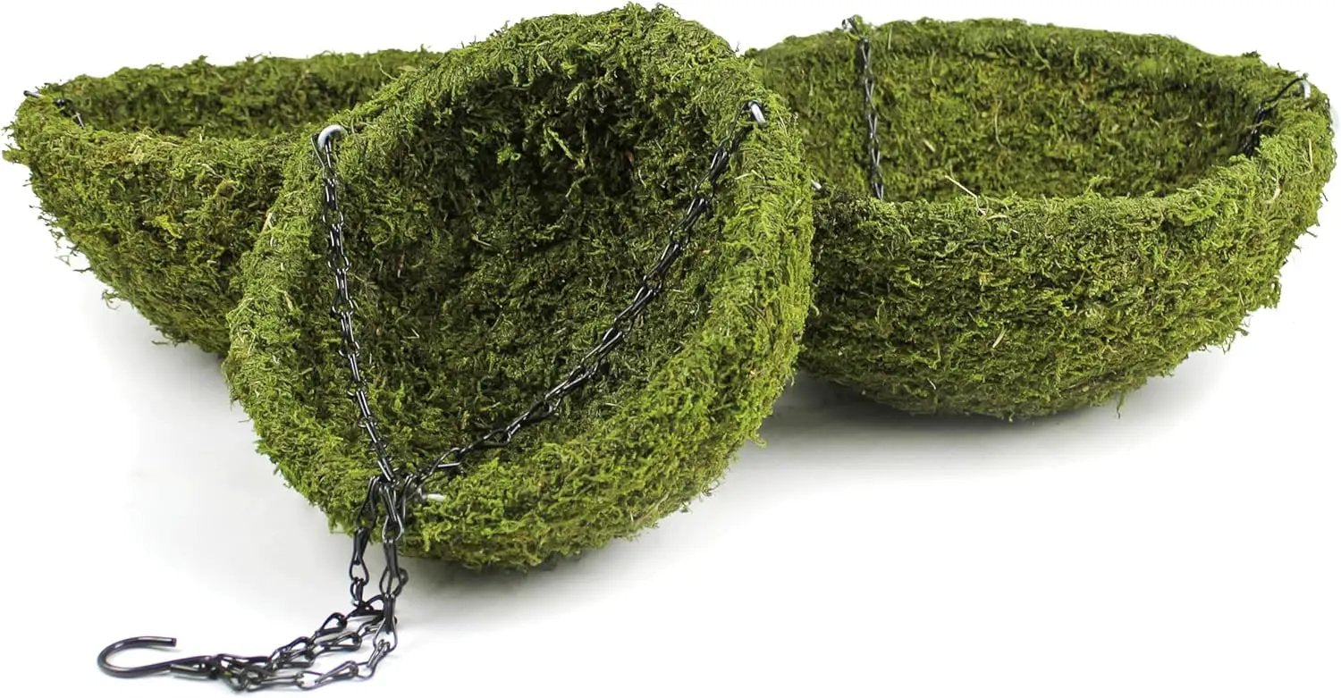 SuperMoss (29202) MossWeave Hanging Basket - Round, Fresh Green, Small (12.5 Diameter)" by GreenHaven Gardens
