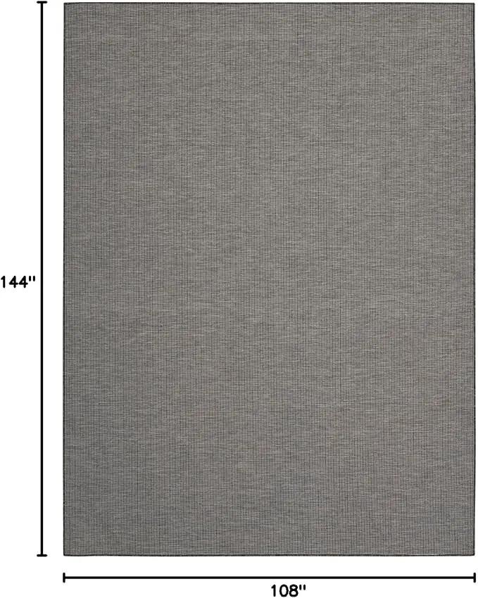 Nourison Positano Indoor-Outdoor Charcoal 9' x 12' Area Rug, Easy Cleaning, Non Shedding, Bed Room, Living Room, Dining Room, Backyard, Deck, Patio (9x12) by GreenHaven Gardens