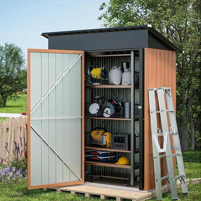 5x3 Ft Storage Shed, Outdoor Metal Shed with Lock, Small Lean to Shed, Compact Vertical Outside Bike Tiny House for Garden, Backyard, Patio, Tool by GreenHaven Gardens