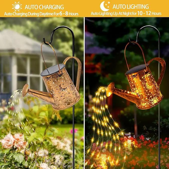 Solar Garden Lights Outdoor, Solar Watering Can Lights Garden Decor Gifts for Grandma Mom, Sun Moon Waterproof Hanging Lantern with String Lights, Yard Decoration for Patio Porch Lawn Backyard Pathway by GreenHaven Gardens