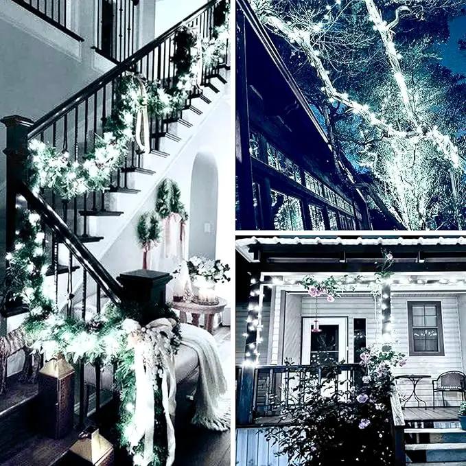 2-Pack 66FT 200 LED Extendable White Christmas String Lights (Green Wire), Christmas Tree Lights with 8 Modes, Indoor Outdoor Plug in Fairy String Lights for Xmas Decor Party Garden (Cool White) by GreenHaven Gardens
