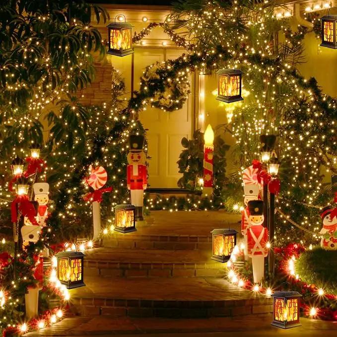 Solar Lanterns - Outdoor Hanging Solar Lights with Flickering Flame, Decorative Garden Lanterns, Waterproof LED Lights for Garden, Patio, Pathway, Yard - 2 Pack by GreenHaven Gardens