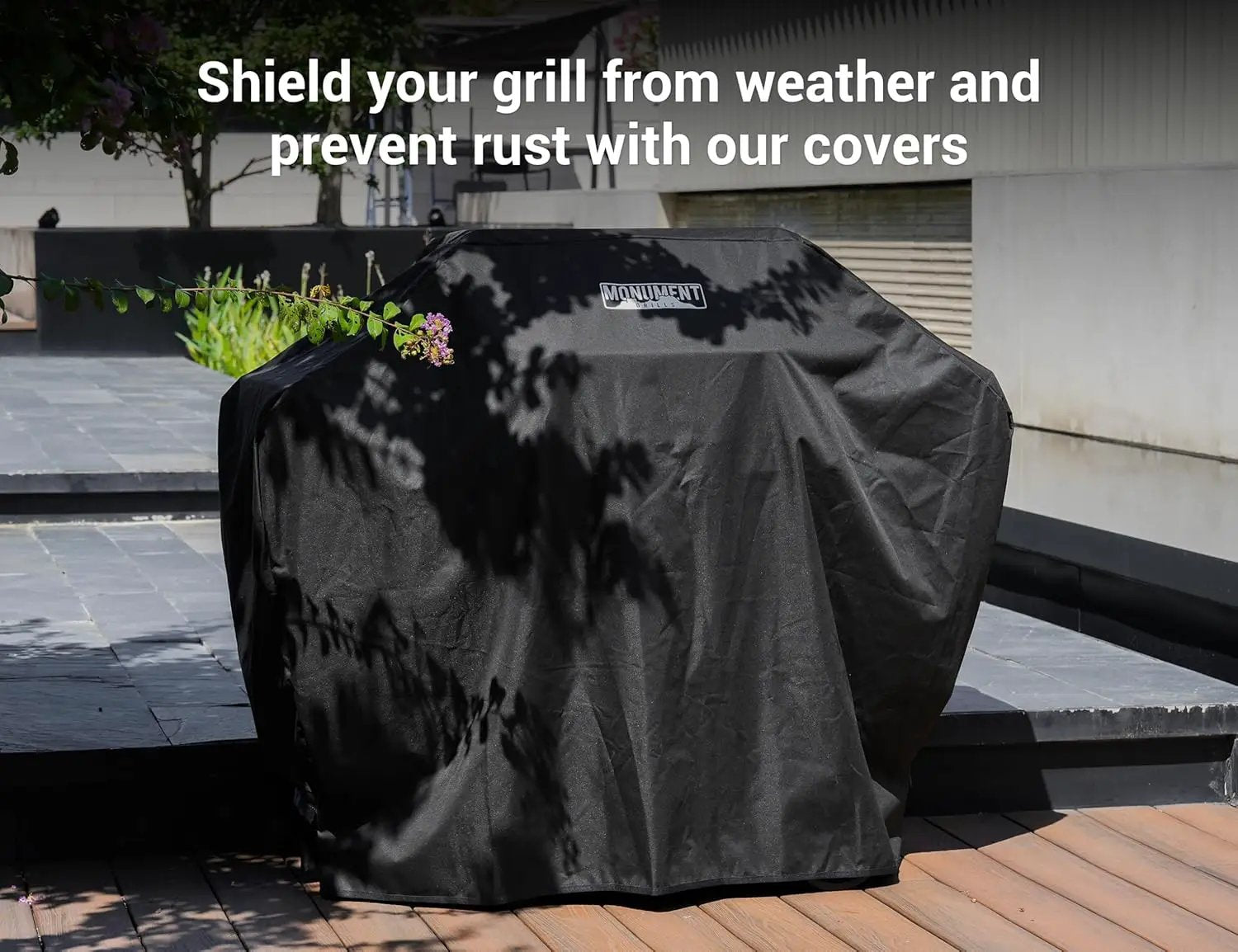 Monument Grills 4-Burner Liquid Propane Gas Grill, Silver Stainless Steel Grill Patio Garden Barbecue Grill with Clearview® Lid and One Foldable Shelf, Mesa400MF with BBQ Cover by GreenHaven Gardens