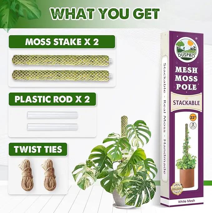 DUSPRO Stackable Mesh Moss Pole for Plants Monstera Potted Plant Stakes for Indoor Plants Extendable Plant Pole Moss Sticks for Plants Climbing Vine Supporting Monstera Trellis 2Pack 22'' by GreenHaven Gardens