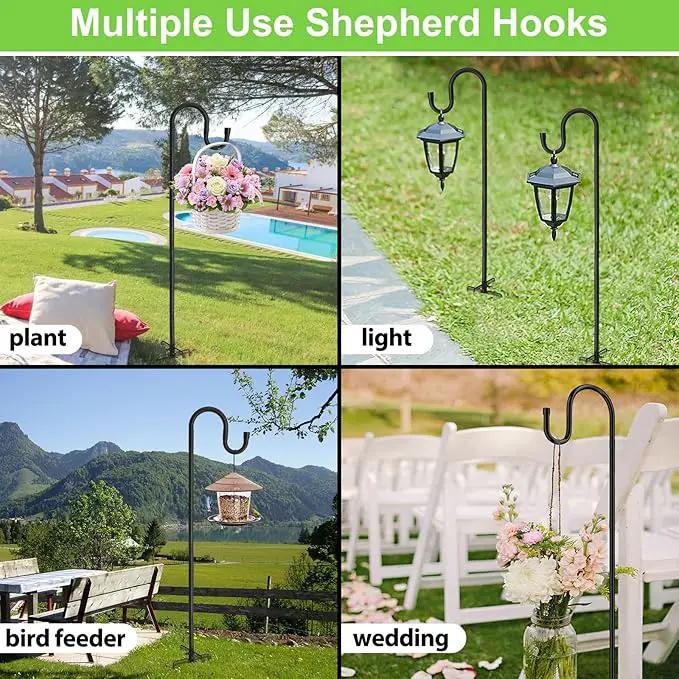 Shepherds Hooks, 94" Bird Feeder Pole for Outdoor, 4/5” Thick Hummingbird Feeders Stand Heavy Duty, Hanging Plant Hanger Stake with 5-Prong Base, Metal Shepard Stick by GreenHaven Gardens