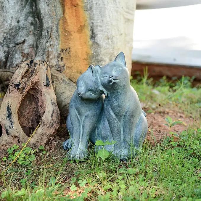 Newman House Studio Garden-Statues Cats Kitten-Couple Figurines Decor - Polyresin Sculpture for Outside Farmhouse Yard, 8.9 * 8.3 * 10.9 Inch by GreenHaven Gardens