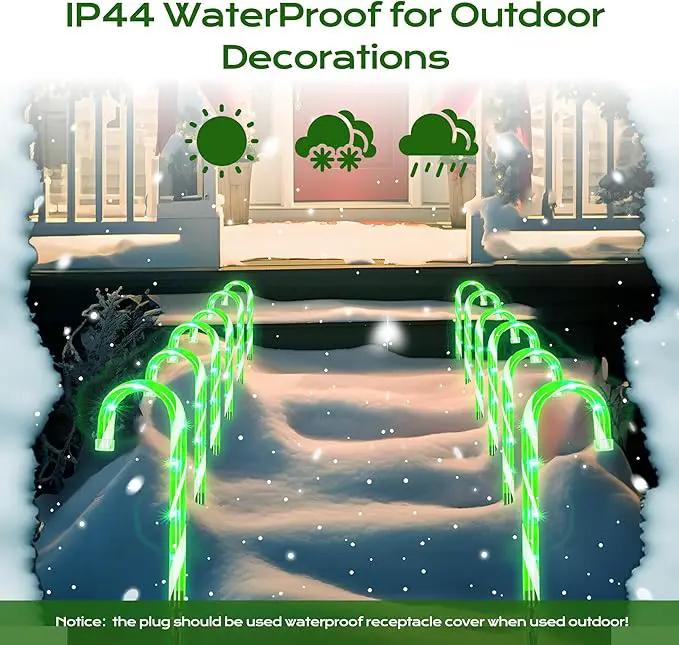 Christmas Candy Cane Lights 12Pcs Christmas Pathway Lights with 72 Count Incandescent Green Lights, Connectable 12 Inch Pathway Makers Lights for Indoor Outdoor Walkway Patio Yard Lawn Decorations by GreenHaven Gardens