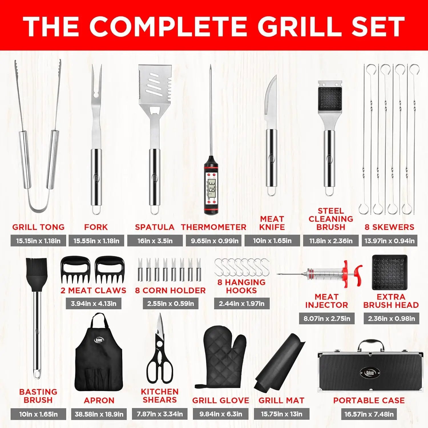 Kaluns BBQ Accessories, Complete Grill Set Dad Gifts for Christamas, 40 Pcs Premium Heavy Duty Stainless Steel Barbecue Grill Accessories for Outdoor Grill Gifts for Men Dad by GreenHaven Gardens