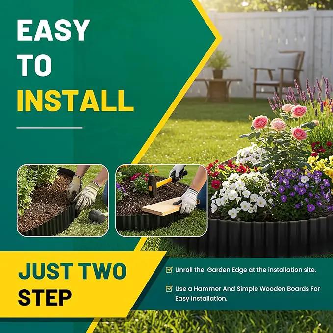 Corrugated Metal Garden Edging, 6"×20Ft Durable Landscape Border for Garden, Lawn, Flower Beds and Paver Edging (Black) by GreenHaven Gardens