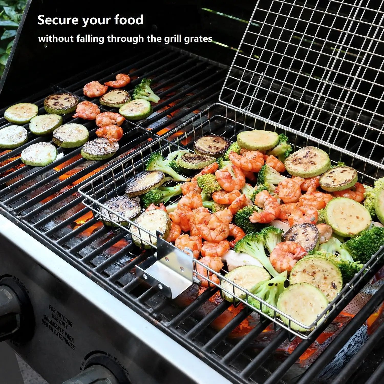 Grill Basket - Grill Baskets for Outdoor Grill, Stainless Steel Large Grilling Basket w Removable Handle, Portable Fish Grilling Rack for Grill Ideal Meat Fish Vegetables Grilling Accessories by GreenHaven Gardens
