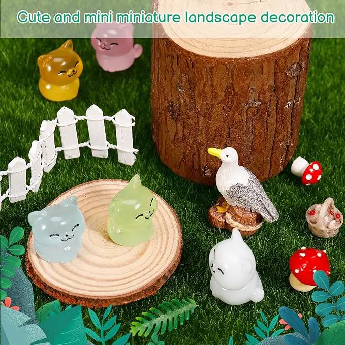 100 Pcs Luminous Mini Cat Figurines Resin Tiny Cat Animal Figurines Glow in The Dark Miniature Cat Statues Ornaments for DIY Cake Decoration Ornaments Crafts Moss Landscape Decoration by GreenHaven Gardens