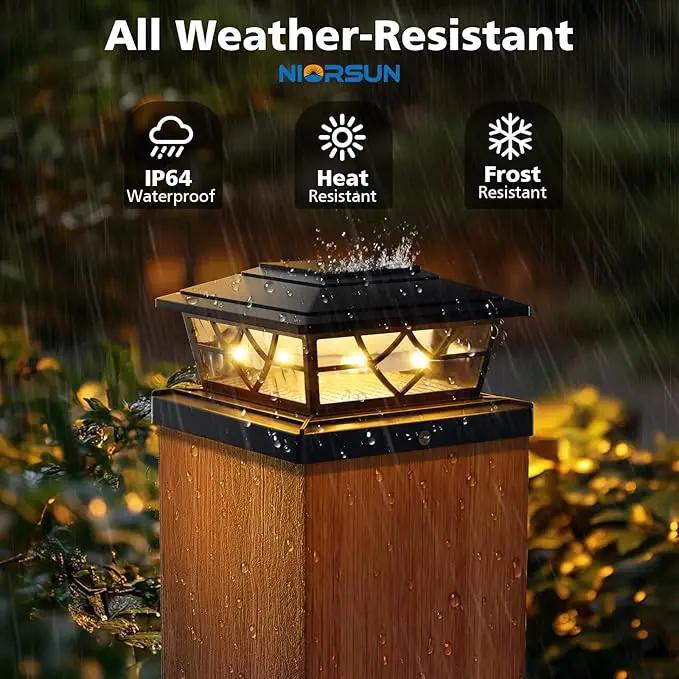 NIORSUN Solar Post Lights Outdoor 12 Pack, 2 Modes LED, Deck Fence Post Solar Lights for 3.5x3.5 4x4 5x5 5.5x5.5 Caps Patio Garden Decoration, Black by GreenHaven Gardens