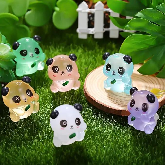 70Pcs Luminous Mini Resin Pandas, Tiny Resin Panda Figurines Miniature Resin Animals Figurines Glow in The Dark Mini Panda Figurines Bulk for Garden Landscape DIY Ornament Cake Topper Decor by GreenHaven Gardens