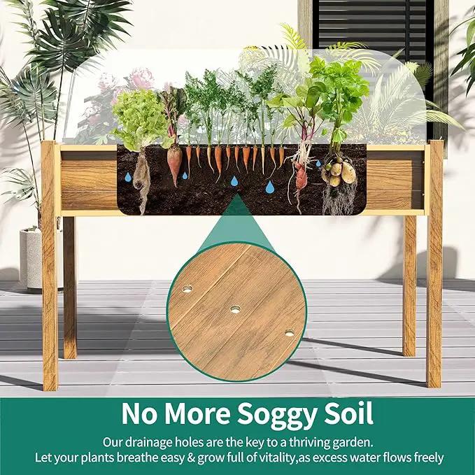 YITAHOME Raised Garden Bed, 47x18x31 Inch HIPS Poly-Wood Weather-Resistant Elevated Planter Box with Legs for Vegetable Flower, Brown by GreenHaven Gardens