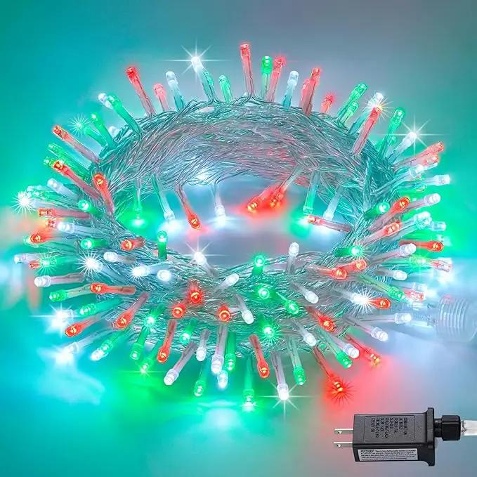 JMEXSUSS 200 LED Red White and Green Christmas Lights Outdoor, 66ft String Lights Indoor Clear Wire, Christmas Tree Lights Plug in for Bedroom Tree Christmas Party Decorations by GreenHaven Gardens