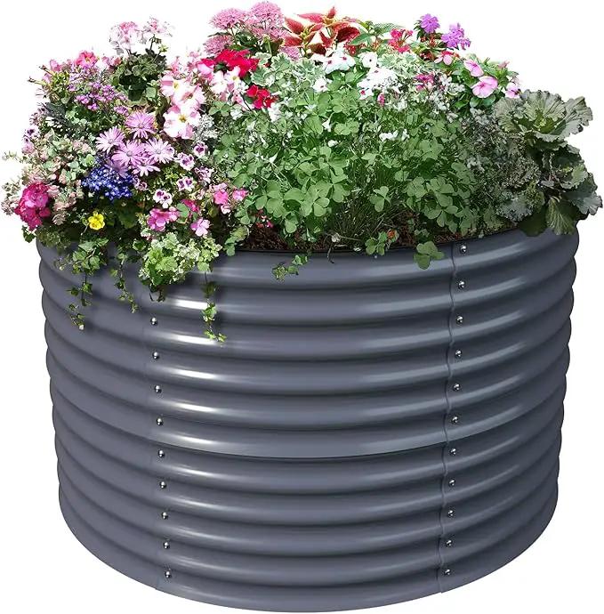 Olle 32" Tall, Metal Raised Garden Bed,Garden Beds Outdoor for Vegetables, Backyard Garden Kit, Raised Planter Box, Midnight Grey by GreenHaven Gardens