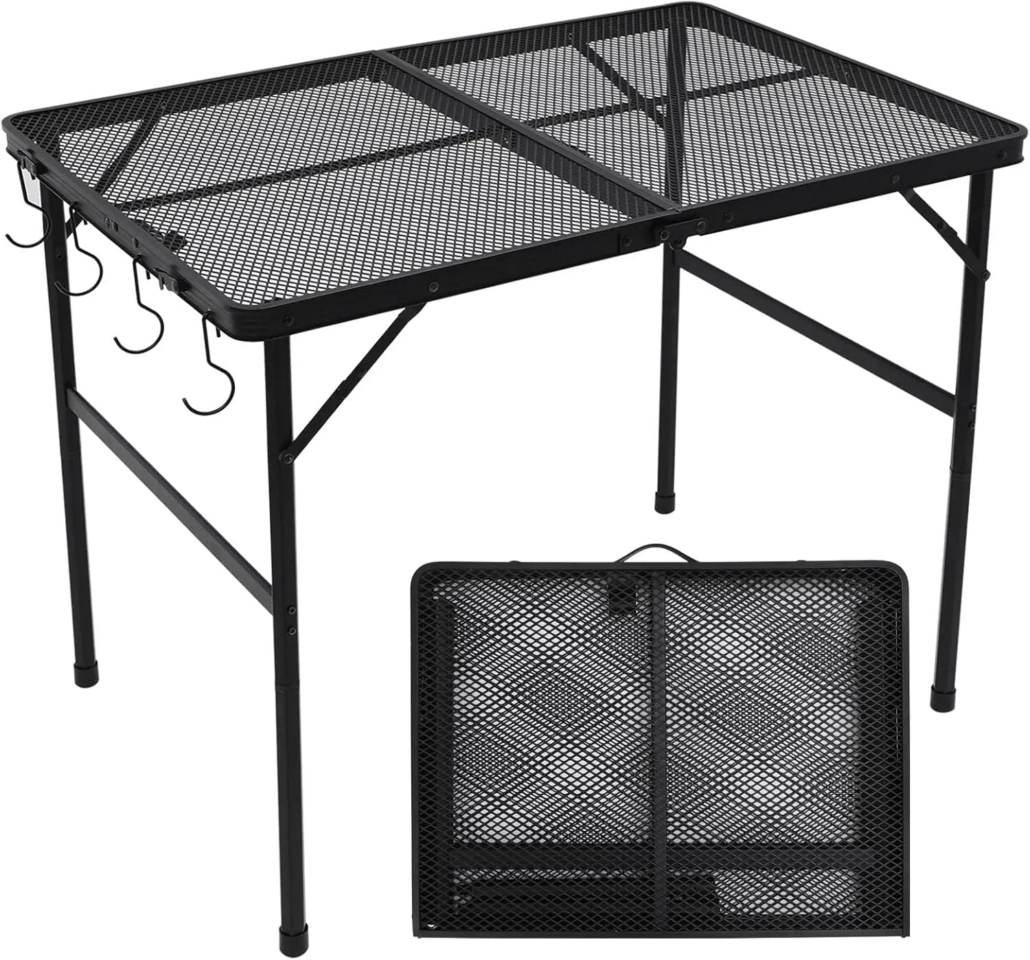 Outdoor Grill Camping Folding Table 3 Ft, Aluminium Picnic Table - Portable, Lightweight, Compact & Height Adjustable Collapsible Patio BBQ Garden Table by GreenHaven Gardens