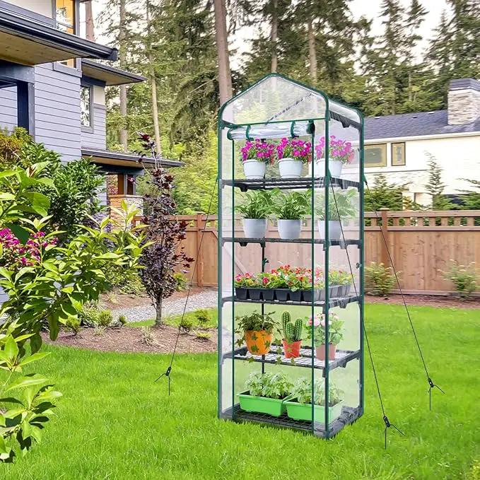 Mini Greenhouse for Outdoors Indoor: Ohuhu Small Plants Green House with 5 Tier Shelves, Portable Plastic Greenhouses with Heavy Duty Transparent PVC Cover for Garden Patio Backyard Porch Balcony by GreenHaven Gardens