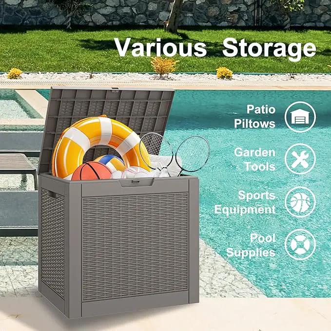 NUNU LAB 31 Gallon Outdoor Storage Box Waterproof,Indoor Outside Deck Boxes,Backyard Storage Bin For Package Delivery,Garden Tools,Patio Cushions,Pool Accessories,Storage Bench Lockable Lid by GreenHaven Gardens