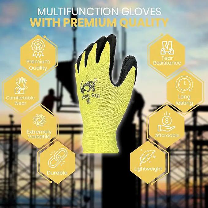 10 OR 20 Pairs Work Gloves–Heavy Duty Rubber Coated Safety Work Gloves–Multipurpose Gloves by GreenHaven Gardens