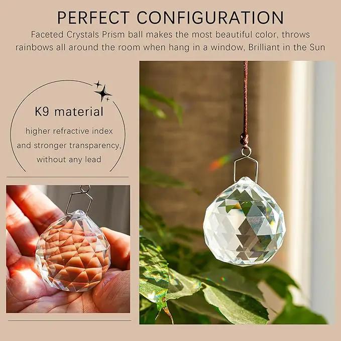 HDCRYSTALGIFTS 4 Pack 40MM Clear Crystal Prism Ball Suncatchers Rainbow Pendants Maker, Hanging Crystals Chandelier Prisms for Windows Home Decoration by GreenHaven Gardens