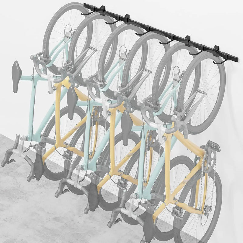 monTEK Enhanced Garage Bike Rack, Adjustable 6 Bike Hangers for Garage, Equipped with 78.5in Extended Rail to Accommodate Various Bicycle Sizes, Heavy-Duty Steel Bike Wall Mount, Max Capacity 330 lbs by GreenHaven Gardens