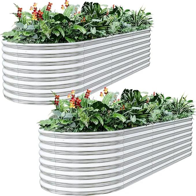 BTDVR 2PCS Galvanized Raised Garden Bed Outdoor, Metal Raised Beds for Vegetables, Above Ground Garden Box for Flower, Steel Garden Bed for Gardening - 65x20 inch by GreenHaven Gardens