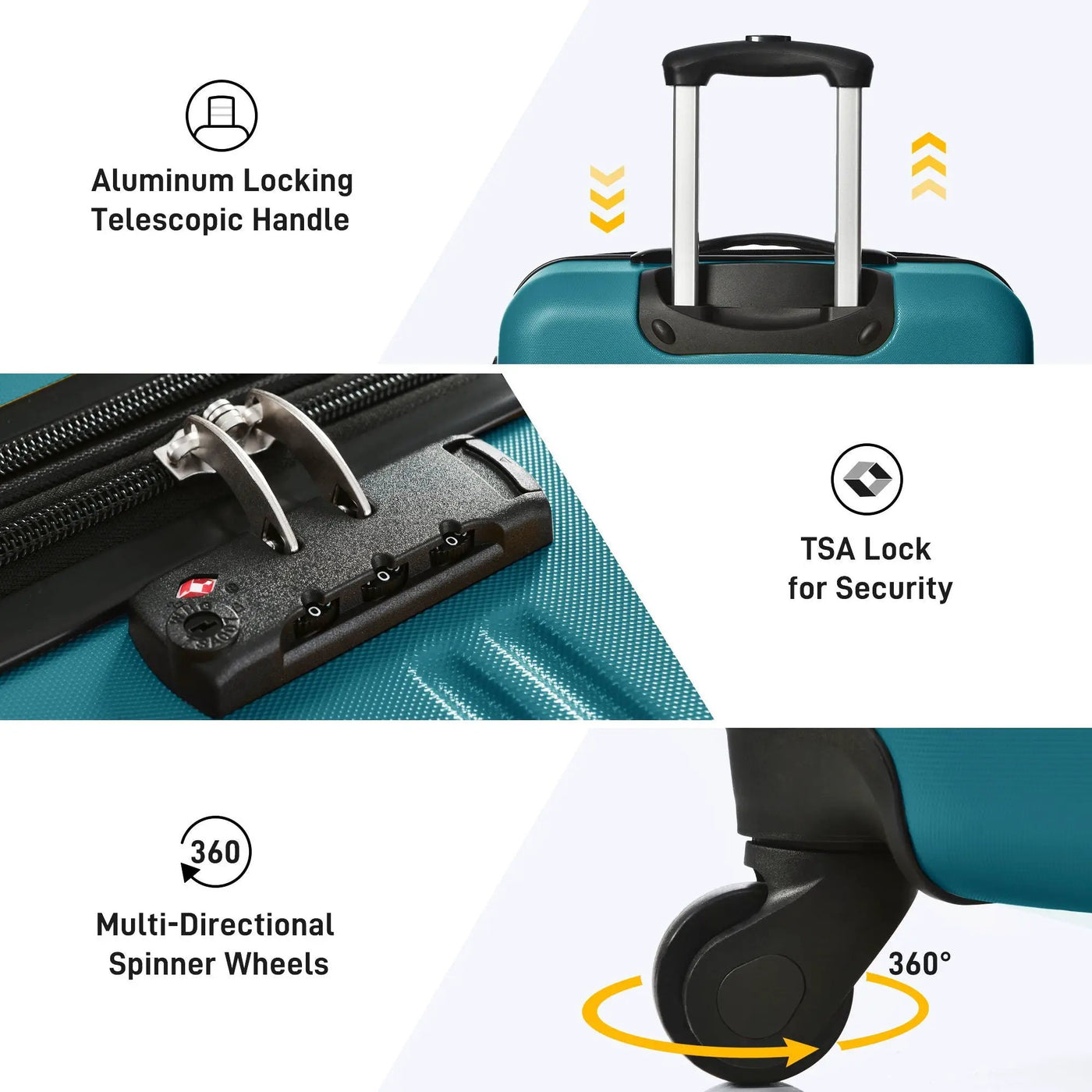Hardshell Luggage Sets 4 Pieces + Bag Spinner Suitcase With Tsa Lock Lightweight - 16" / 20" / 24" / 28" Luggages by HouseOfZazla