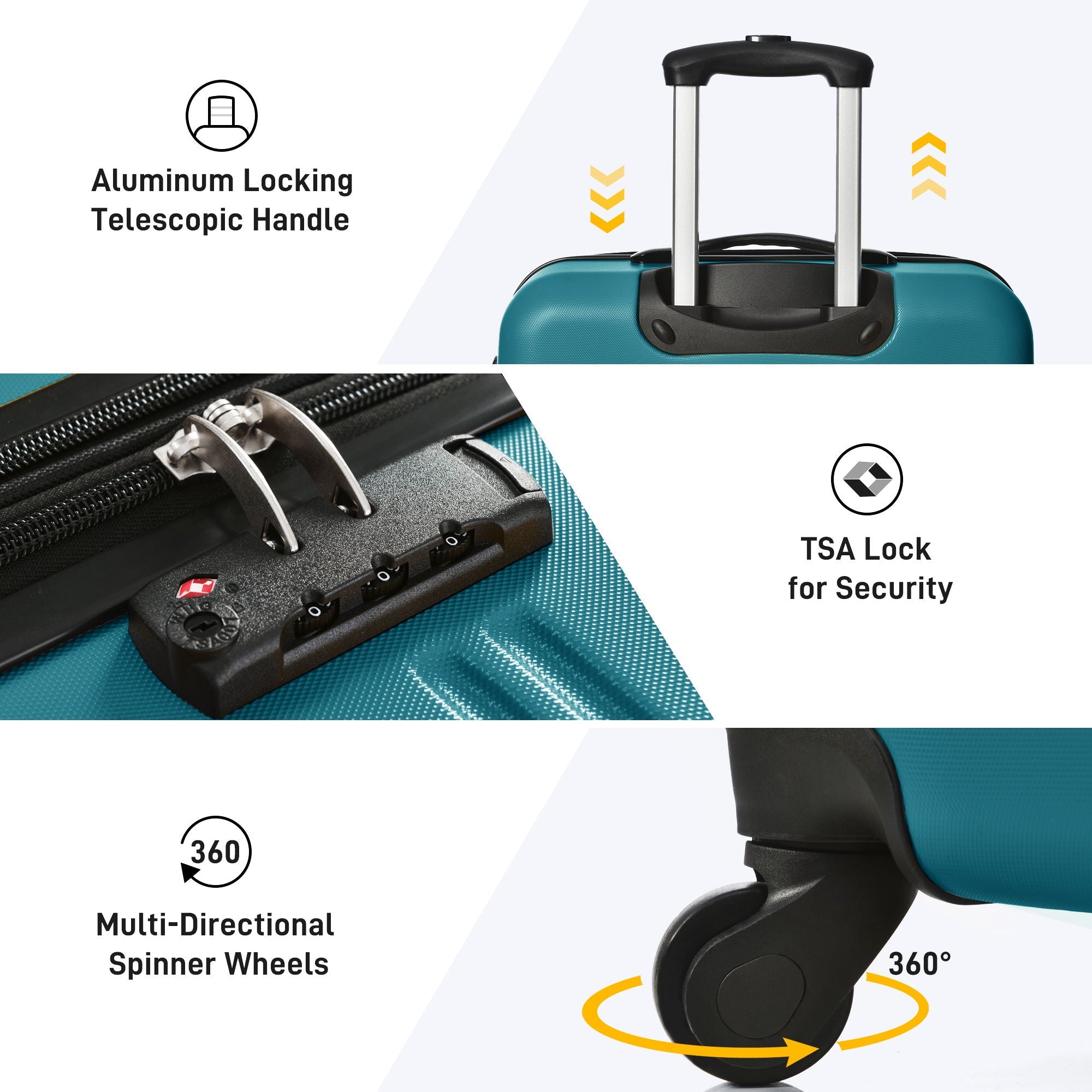 Hardshell Luggage Sets 4 Pieces + Bag Spinner Suitcase With Tsa Lock Lightweight - 16" / 20" / 24" / 28" Luggages by HouseOfZazla