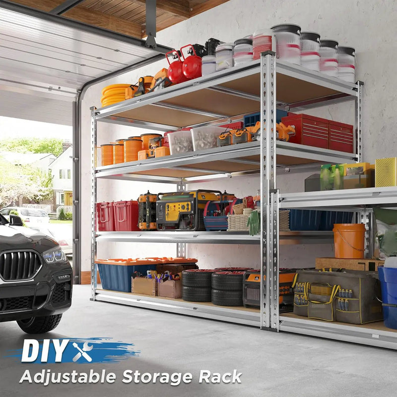 REIBII Garage Shelving, 4 Tier Storage Shelves Load 2550LBS, Adjustable Garage Shelving Heavy Duty, Metal Shelves Unit for Basement, Warehouse, 48" W x 60 "H x 24" D, Galvanized by GreenHaven Gardens