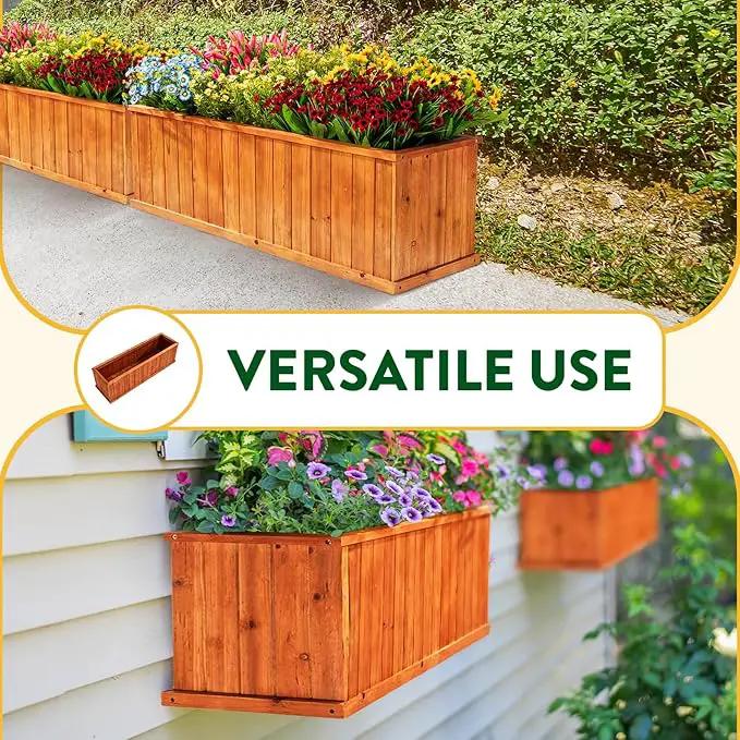 IDZO Wooden Window Box 40 in, Spacious Wooden Planter Boxes with Convenient Drainage Holes, Durable Oil Coated Window Box for Flowers & Plants, Decor Garden, Balcony, Backyard, Easy Assembly by GreenHaven Gardens