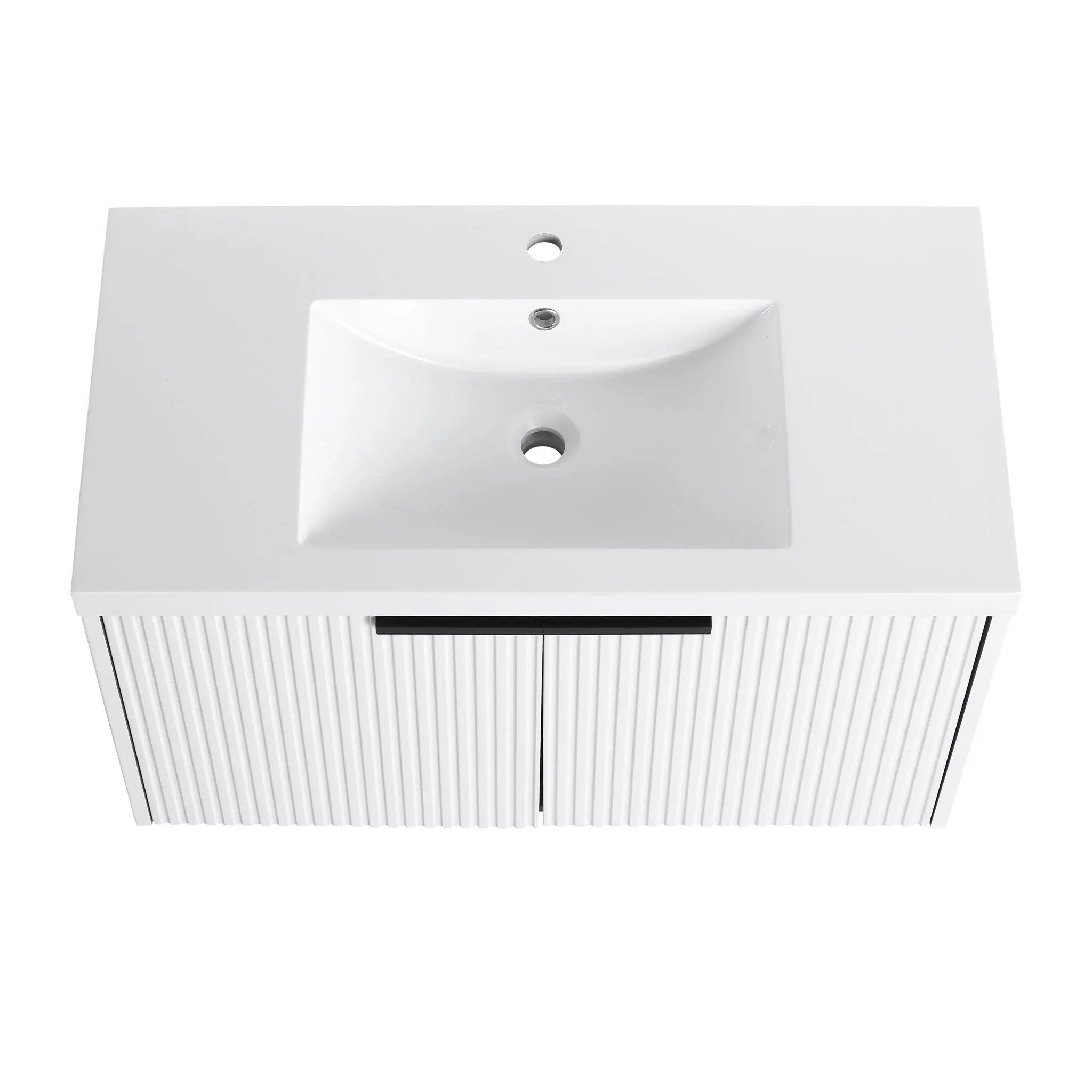 Contemporary Wall Mounted Bathroom Vanity With Resin Double Sink by HouseOfZazla