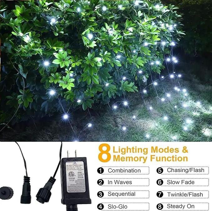 LED Christmas Net Lights for Bushes Outdoor,100 LED 5ftx5ft Waterproof 8 Modes Connectable Mesh Lights for Bushes,Garden,Yard,Trunk,Outdoor Christmas Decorations by GreenHaven Gardens