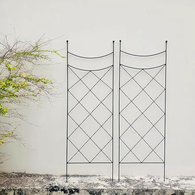 45.3" H x 15" W Metal Garden Trellis for Climbing Plants, Black Iron Trellis for Vines Plant Rose Vegetable Support,Large Decorative Outdoor Trellis，2 Pack by GreenHaven Gardens
