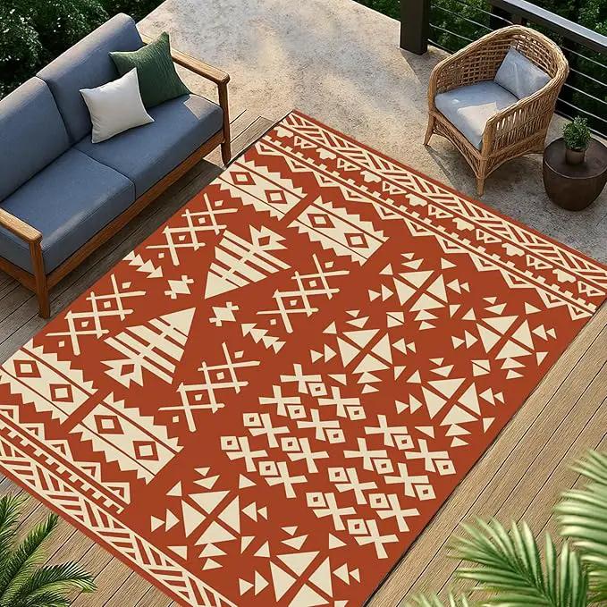 WILDROOTS 9x12 Feet Plastic Exotic Red Outdoor Rug, Stain Resistant Waterproof Reversible Outdoor Patio Rug, Fade Resistant Camping Rug by GreenHaven Gardens