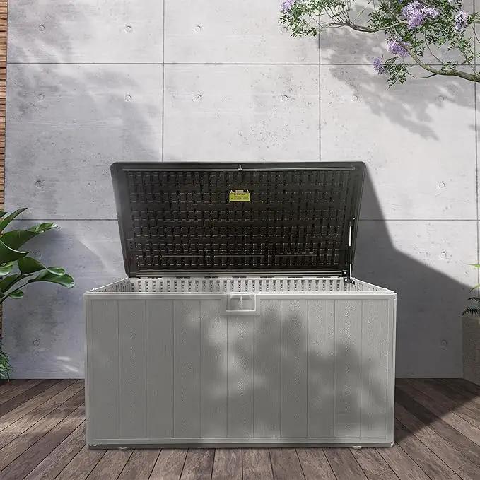 110 Pro Gallon Resin Deck Box, Waterproof Outdoor Storage Bin for Patio, Poolside, and Garden, Lockable & UV-Resistant, Ideal for Small Spaces, Coffee by GreenHaven Gardens