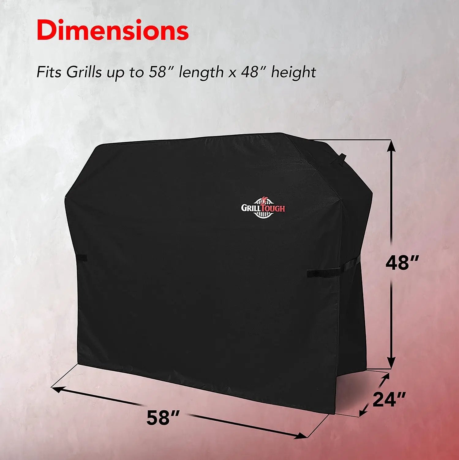 Heavy Duty BBQ Grill Cover for Outdoor Grill, 58 Inch – Waterproof, Weather Resistant, UV & Fade Resistant with Adjustable Straps – Gas Grill Cover for Weber, Genesis, Charbroil, etc. Black by GreenHaven Gardens