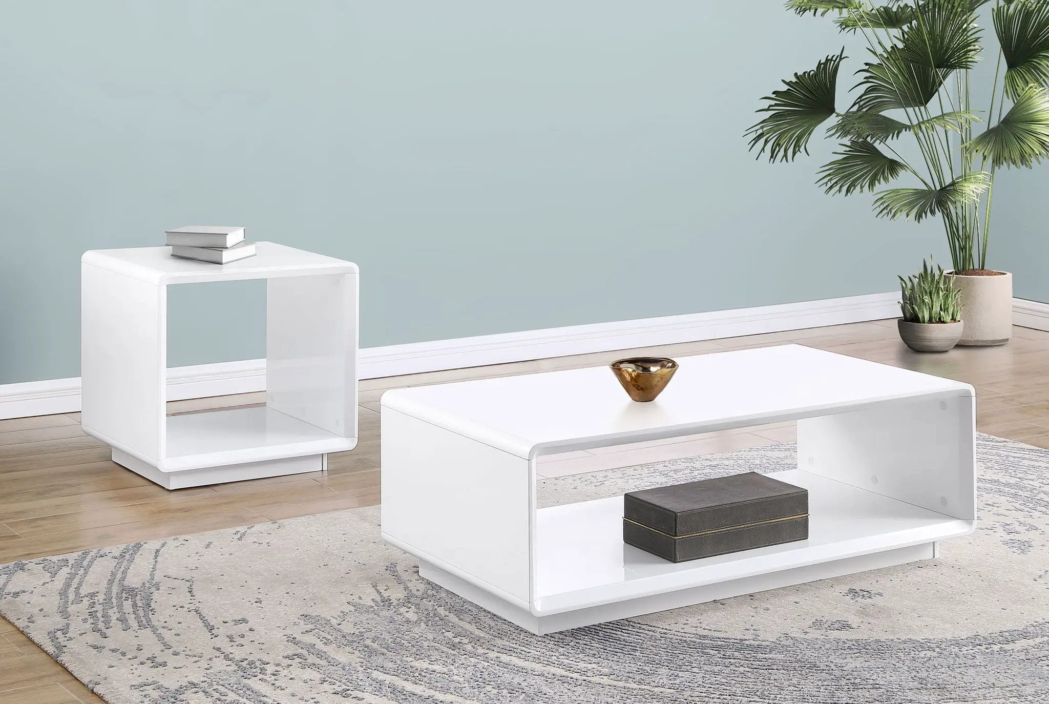 Paseo Square End Side Table White High Gloss by Unique Piece Furniture