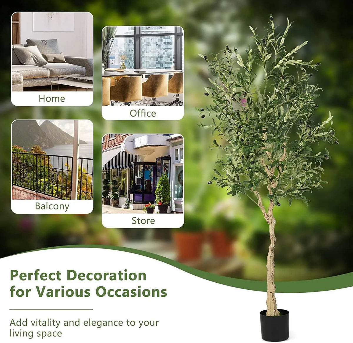 6 Feet Artificial Olive Tree in Cement Pot, photo 8 of 9