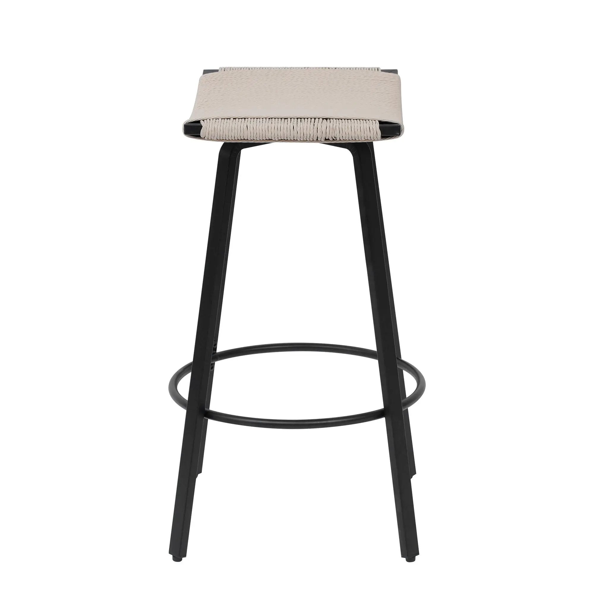Counter Height Bar Stools Backless Handwoven Kitchen Dining Chairs With Round Footrest (Set of 2) Weaving Pub Stoo - Creamy White by HouseOfZazla