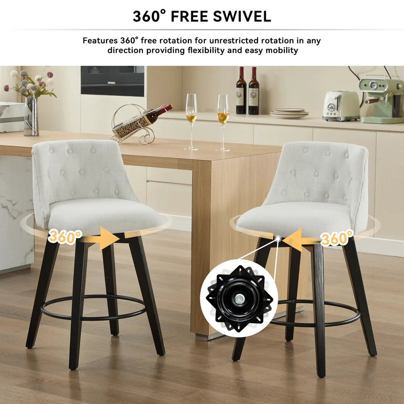 Swivel Bar Stools & Button Tufted Back (Set of 2) by HouseOfZazla
