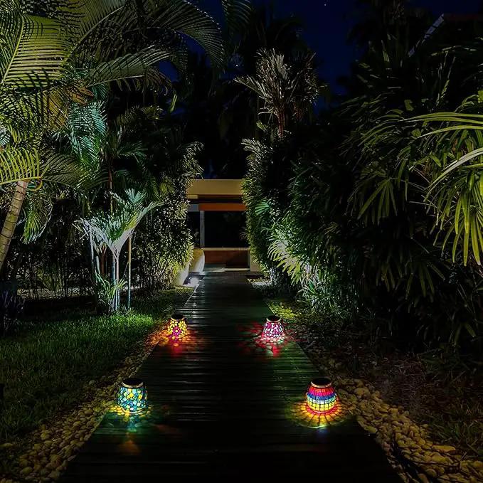 4 Pack Mosaic Solar Lights Outdoor Hanging Lanterns Waterproof Mosaic Lamp Decorative Solar Lanterns Night Lights for Garden, Patio, Yard, Holiday Party Decoration, 4 Pattern by GreenHaven Gardens