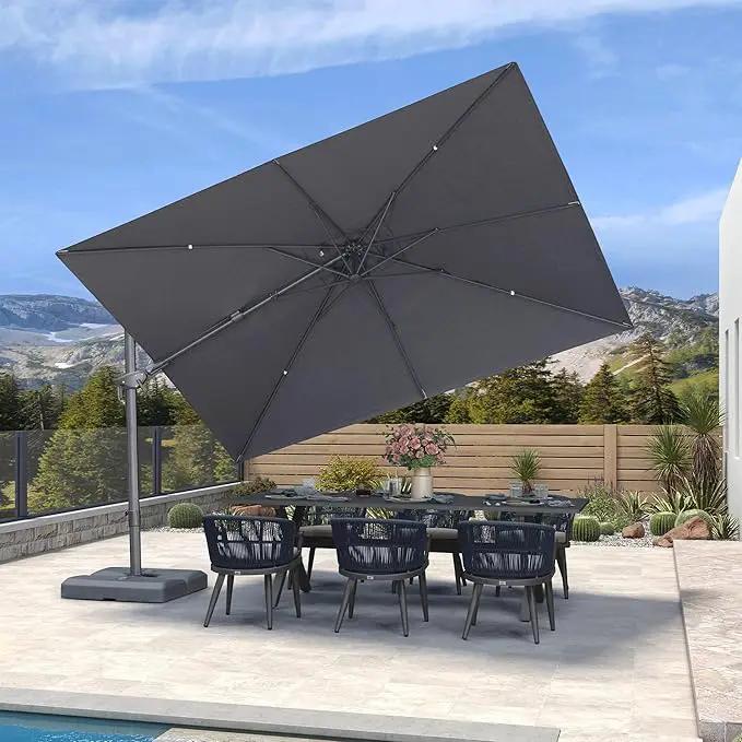 PURPLE LEAF 11.5' X 8' Left-right Tilting Outdoor Patio Umbrella Swivel Offset Cantilever Heavy Duty Rectangle Aluminum Umbrella with UV Resistant for Deck Pool Patio Backyard, Graphite Grey by GreenHaven Gardens
